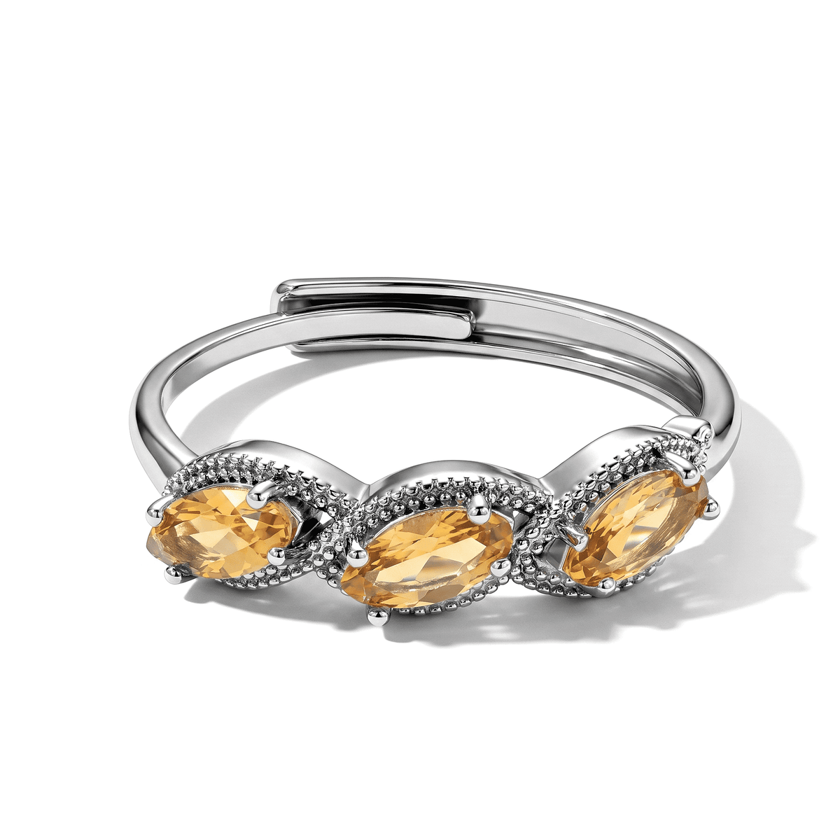 Citrine 1.50 ctw Ring in Silvertone (Adjustable)