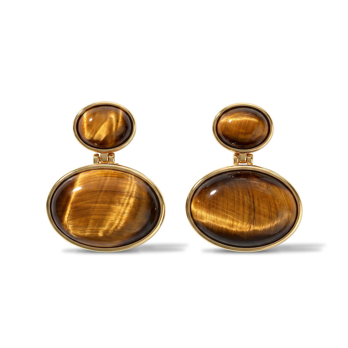 EverTrue Tiger''s Eye 29.65 ctw Earrings in 18K YG Plated