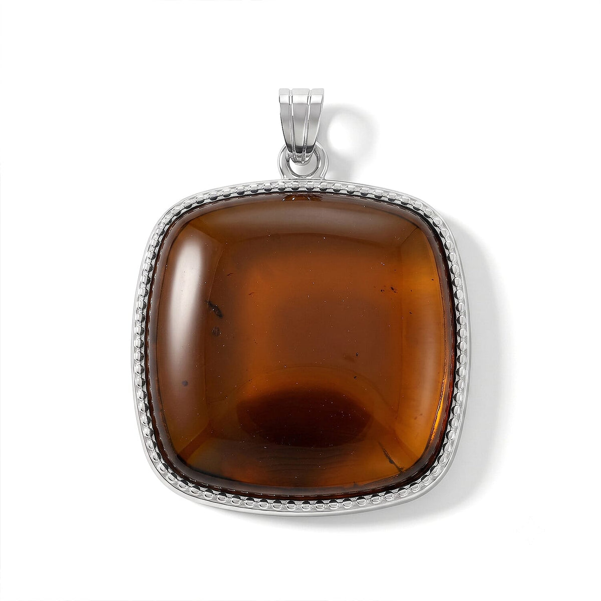 Square Smoky Quartz Pendant in Silvertone 52.00 ctw