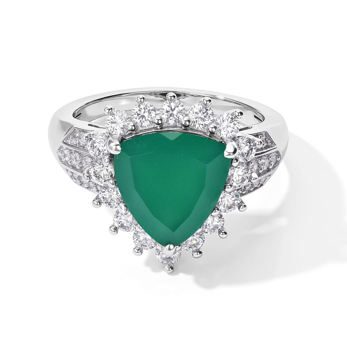 EverTrue Verde Onyx and White Zircon 4.40 ctw Ring in Platinum Bond (Size 10.0)