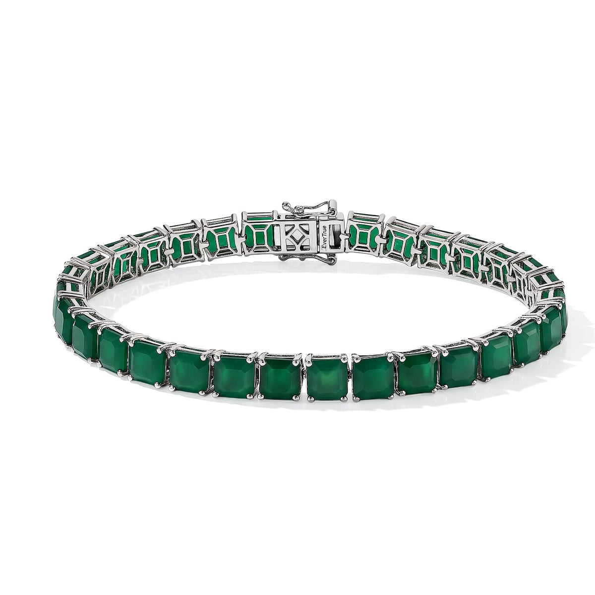 EverTrue Green Onyx 25.90 ctw Tennis Bracelet in Platinum Bond (7.25 In)