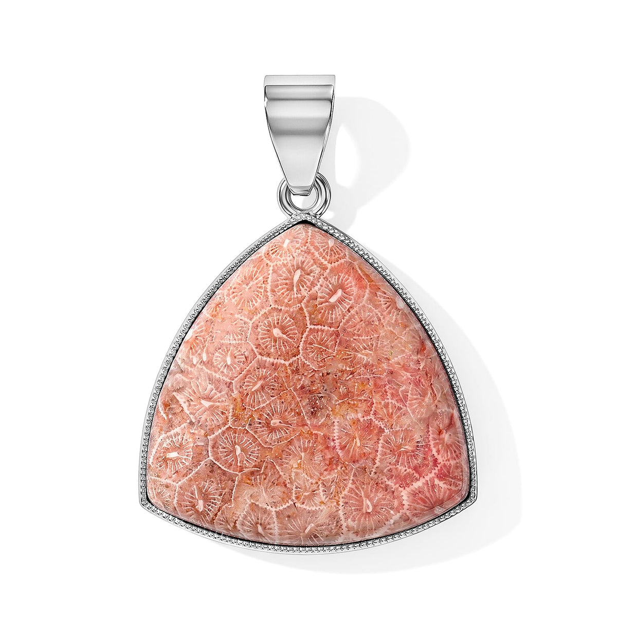 Red Flower Petosky Trillion Pendant in Silvertone 25.00 tcw