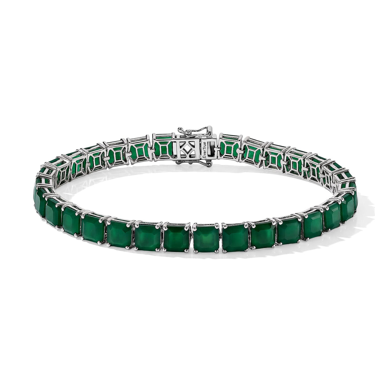 EverTrue Green Onyx 25.90 ctw Tennis Bracelet in Platinum Bond (7.25 In)