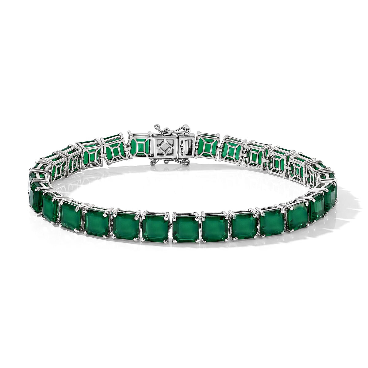 EverTrue Green Onyx 25.90 ctw Tennis Bracelet in Platinum Bond (7.25 In)