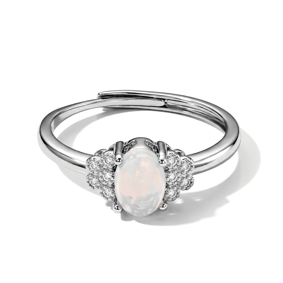 White Opal 1.00 ctw Ring in Silvertone (Adjustable)