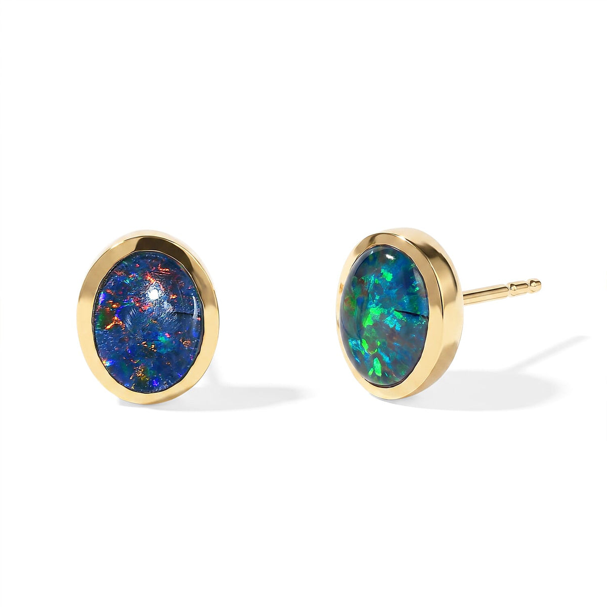 D'Joy Premium Australian Black Ridge Opal Triplet Earrings in 18K Vermeil YG Over Sterling Silver 1.80 ctw