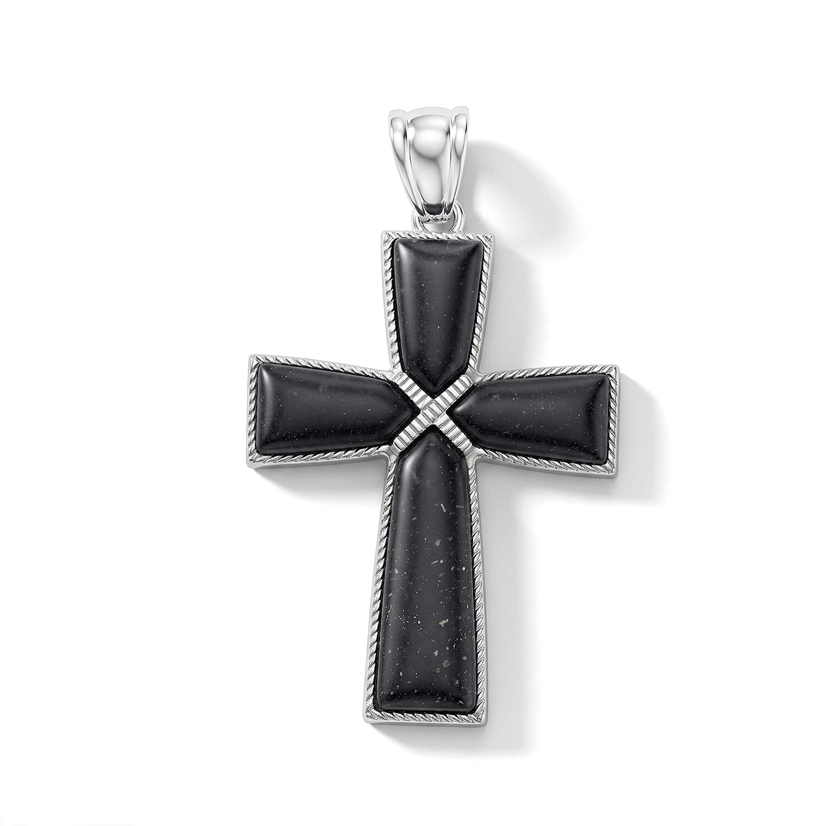 Tigers Eye 28.00 ctw Taper Point Cross Pendant in Silvertone