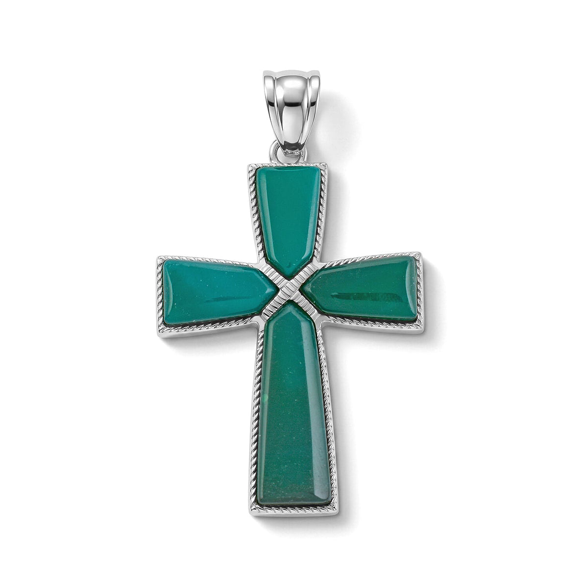 Tigers Eye 28.00 ctw Taper Point Cross Pendant in Silvertone