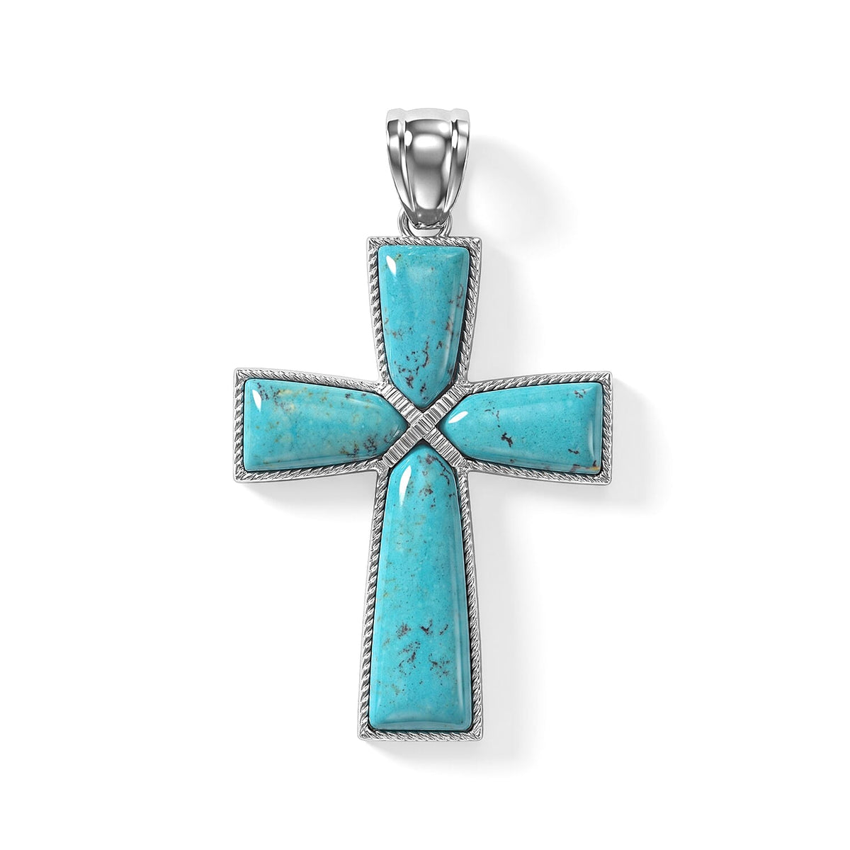 Tigers Eye 28.00 ctw Taper Point Cross Pendant in Silvertone