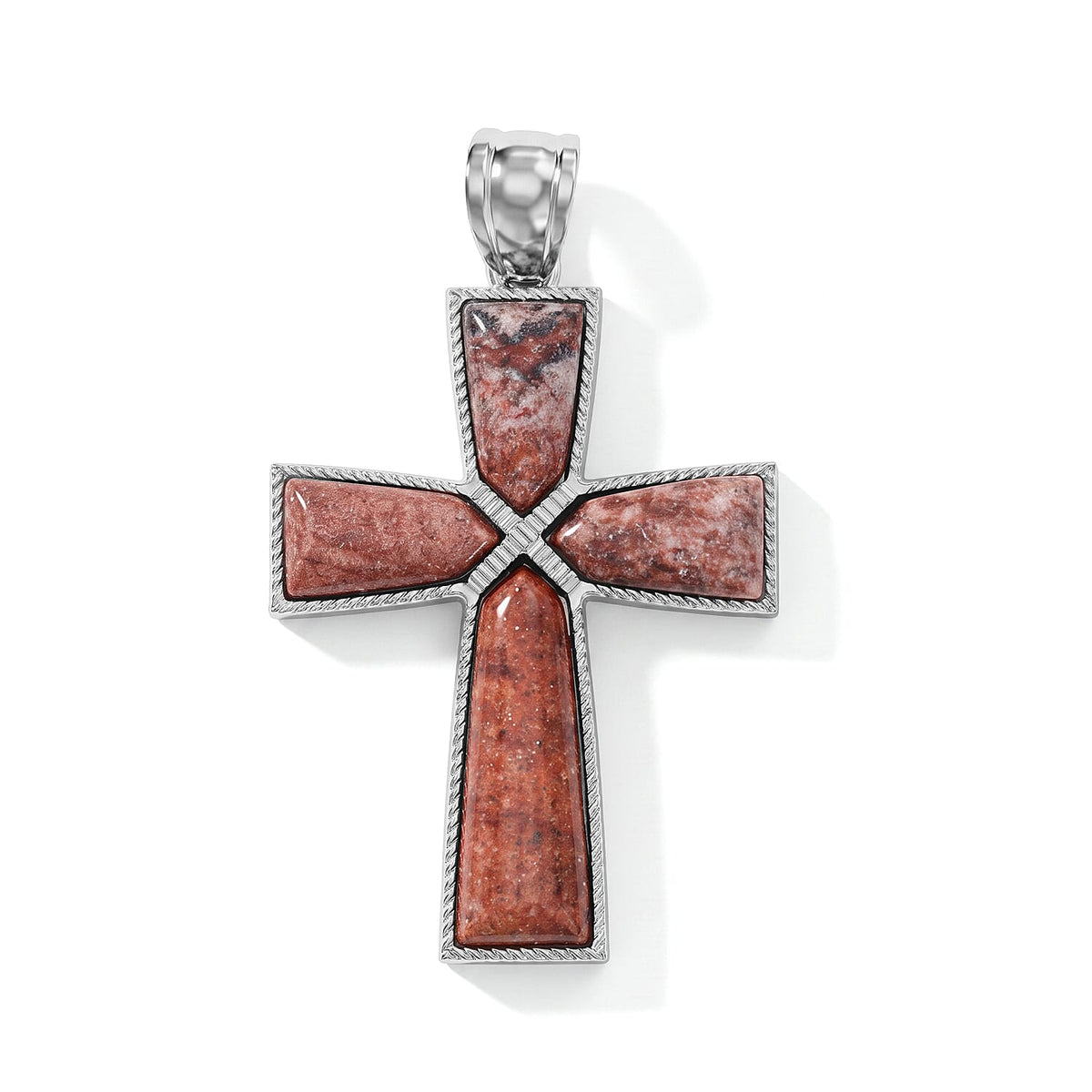 Tigers Eye 28.00 ctw Taper Point Cross Pendant in Silvertone
