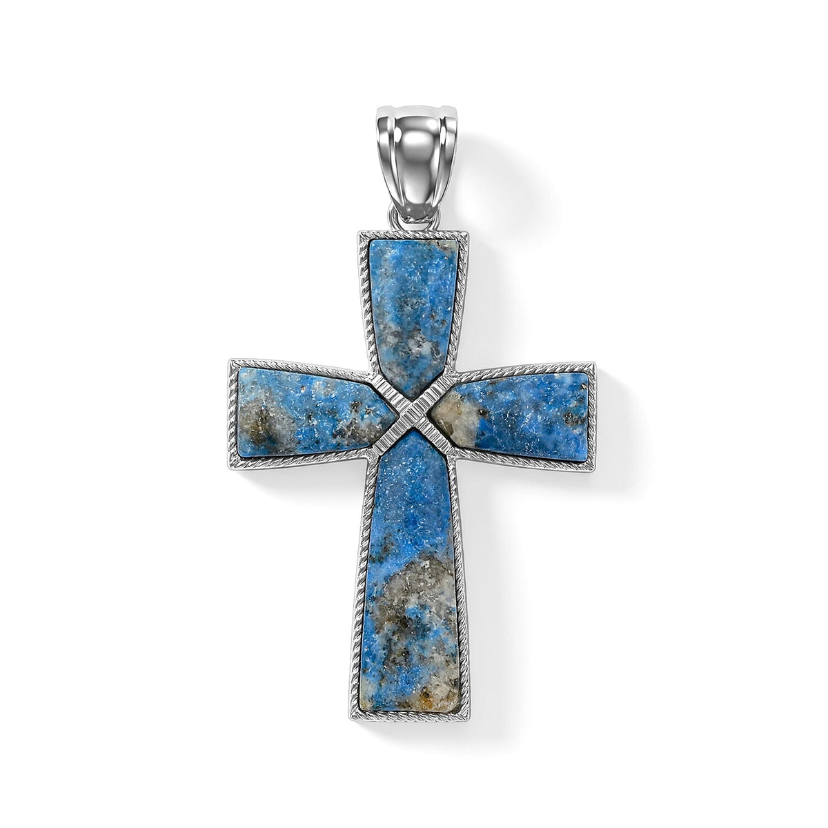 Tigers Eye 28.00 ctw Taper Point Cross Pendant in Silvertone