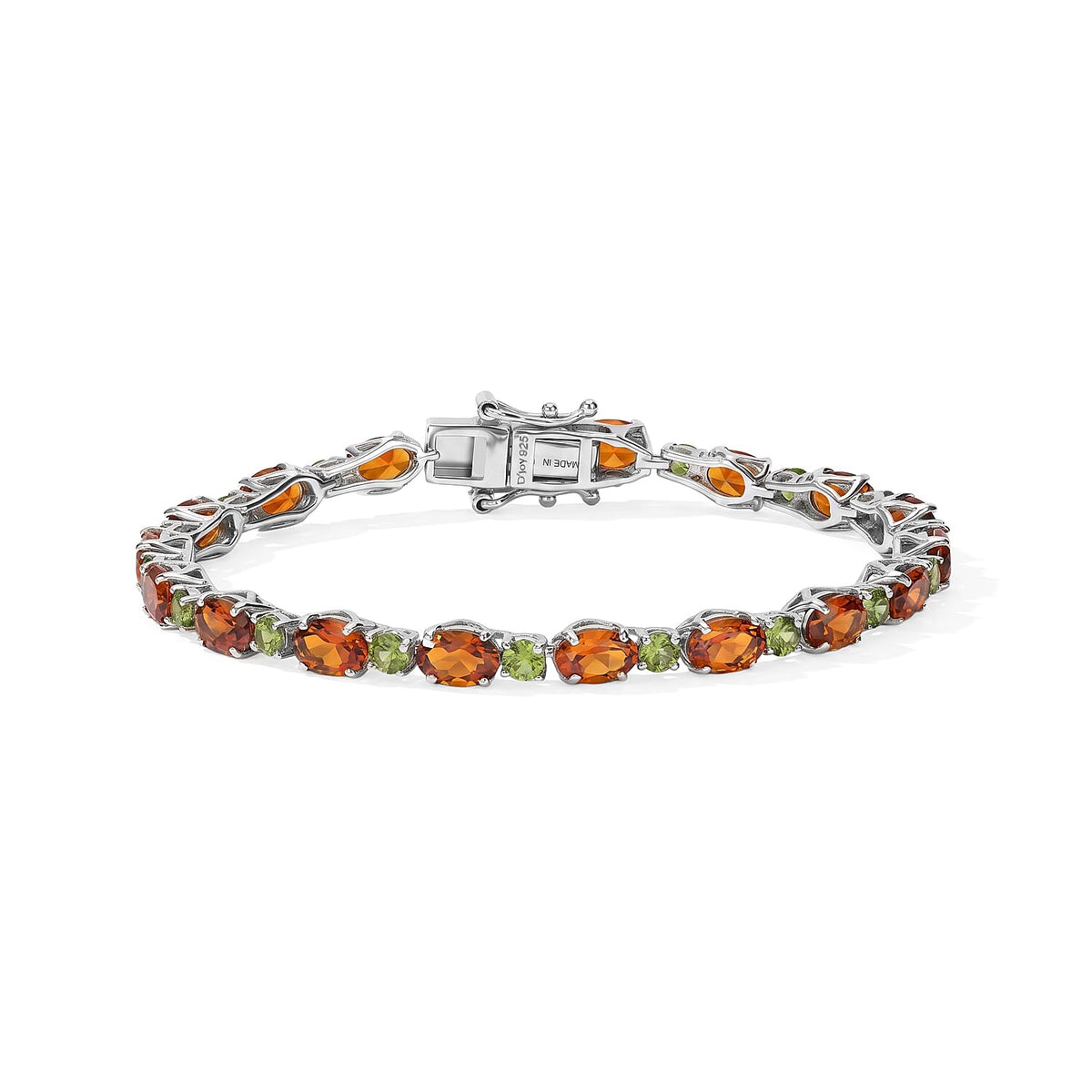D''Joy Santa Ana Madeira Citrine, Natural Green Apatite Bracelet in Rhodium Over Sterling Silver (6.50 In) 9.86 ctw