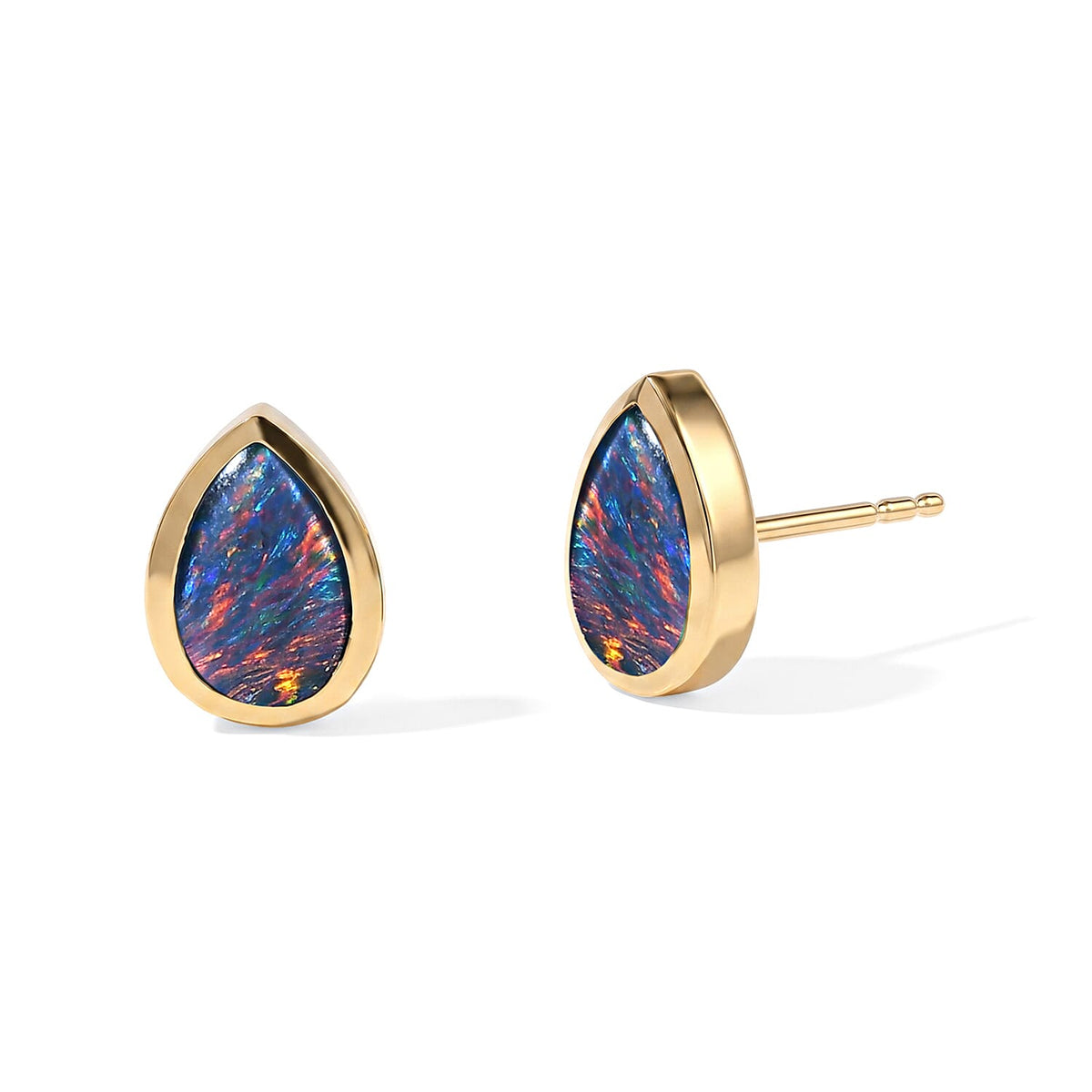 D'Joy Premium Australian Black Ridge Opal Triplet Earrings in 18K Vermeil YG Over Sterling Silver 1.80 ctw