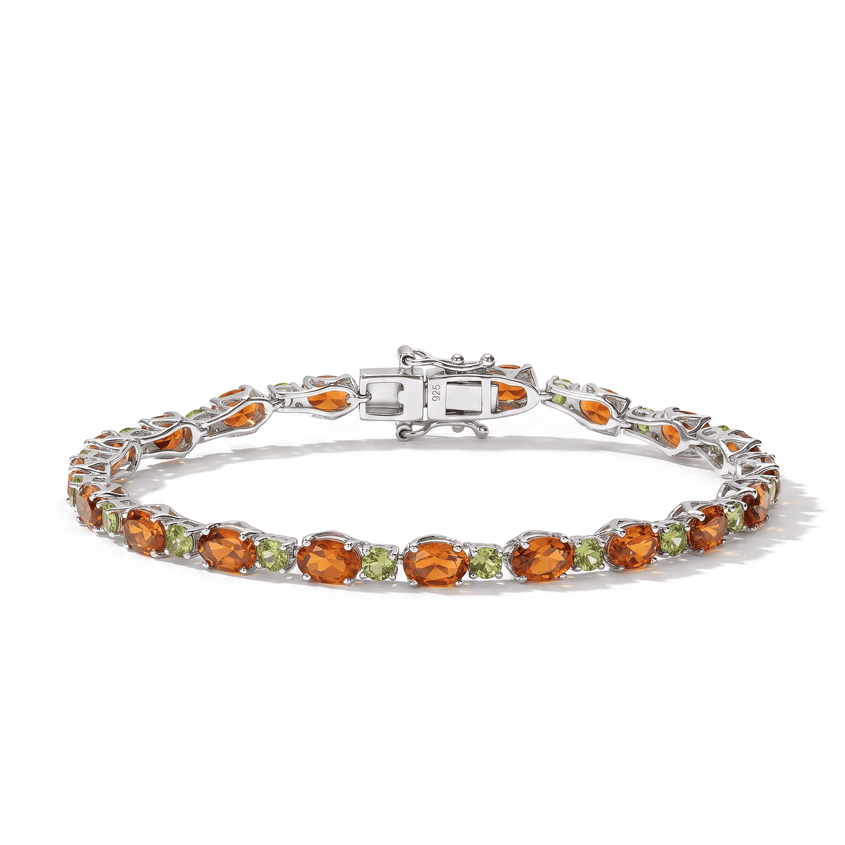D''Joy Santa Ana Madeira Citrine, Natural Green Apatite Bracelet in Rhodium Over Sterling Silver (6.50 In) 9.86 ctw