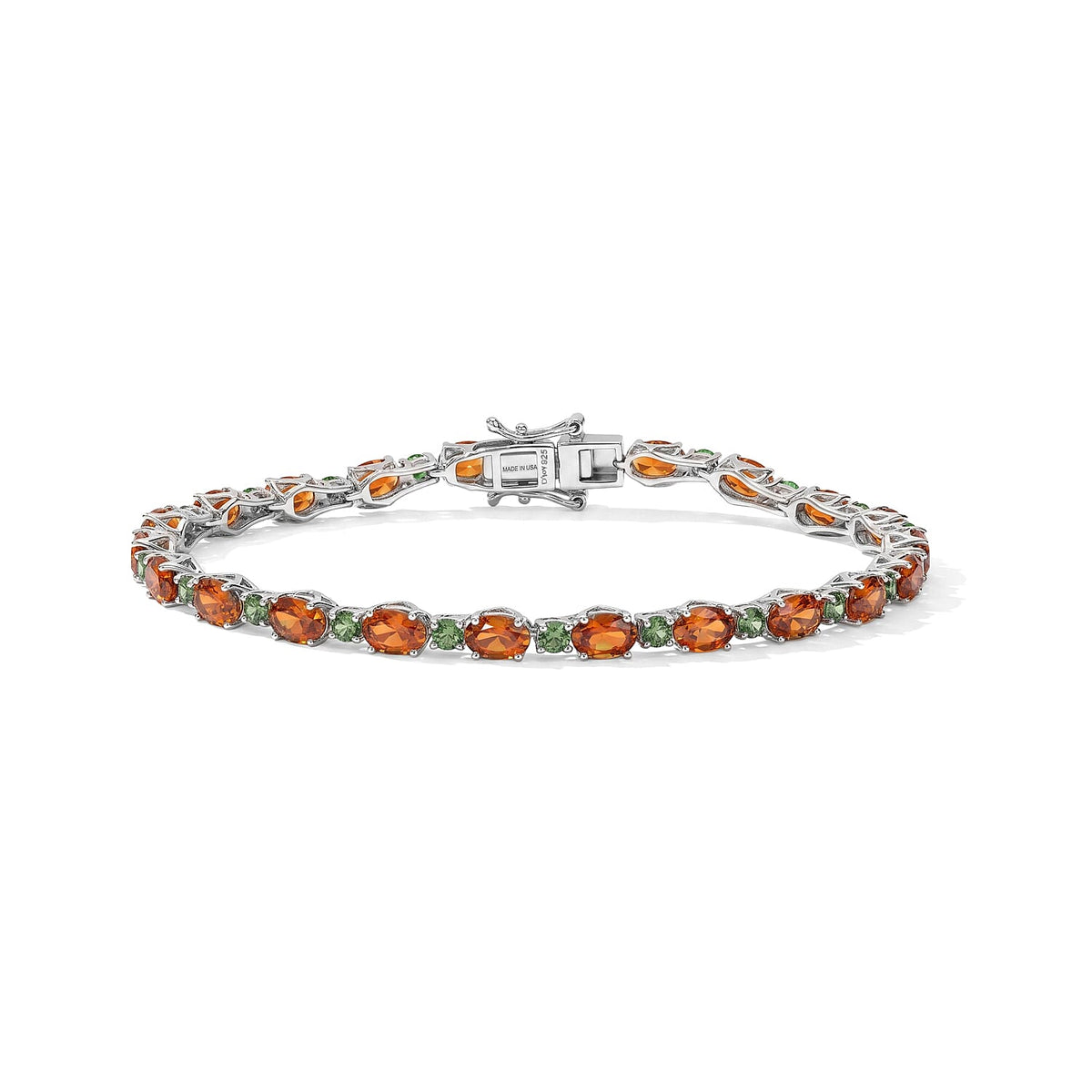 D''Joy Santa Ana Madeira Citrine, Natural Green Apatite Bracelet in Rhodium Over Sterling Silver (6.50 In) 9.86 ctw