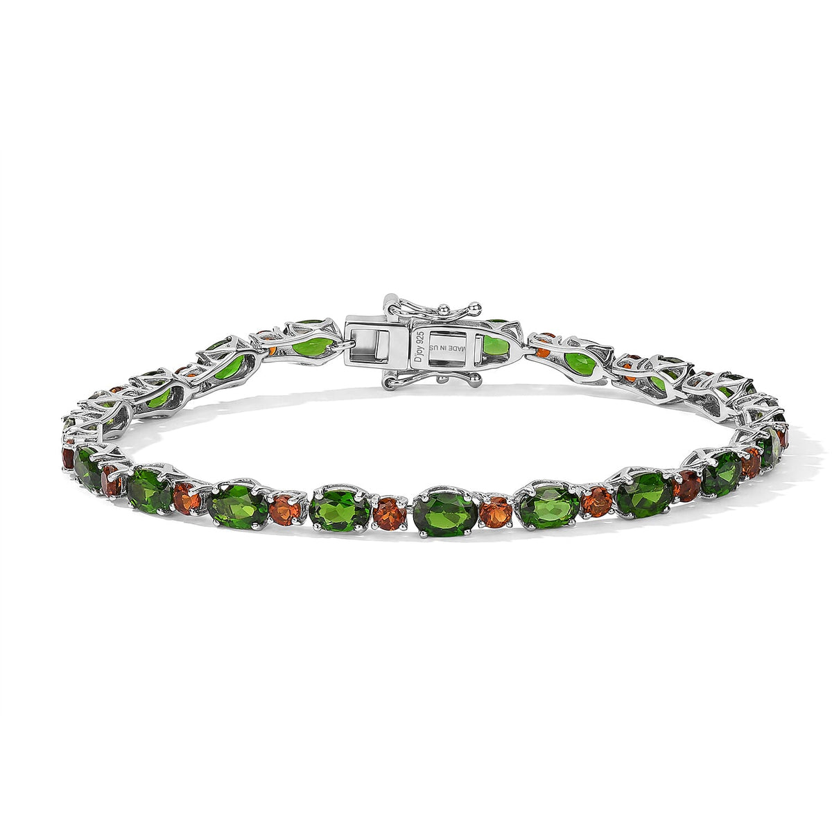 D''Joy Santa Ana Madeira Citrine, Natural Green Apatite Bracelet in Rhodium Over Sterling Silver (6.50 In) 9.86 ctw