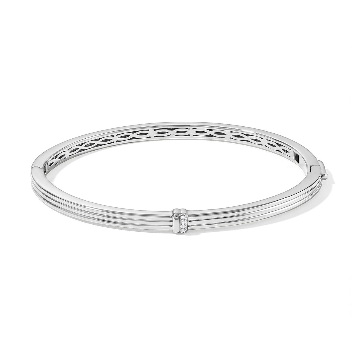 EverTrue White Diamond Assent Bangle Bracelet in Platinum Bond (8.00 In)
