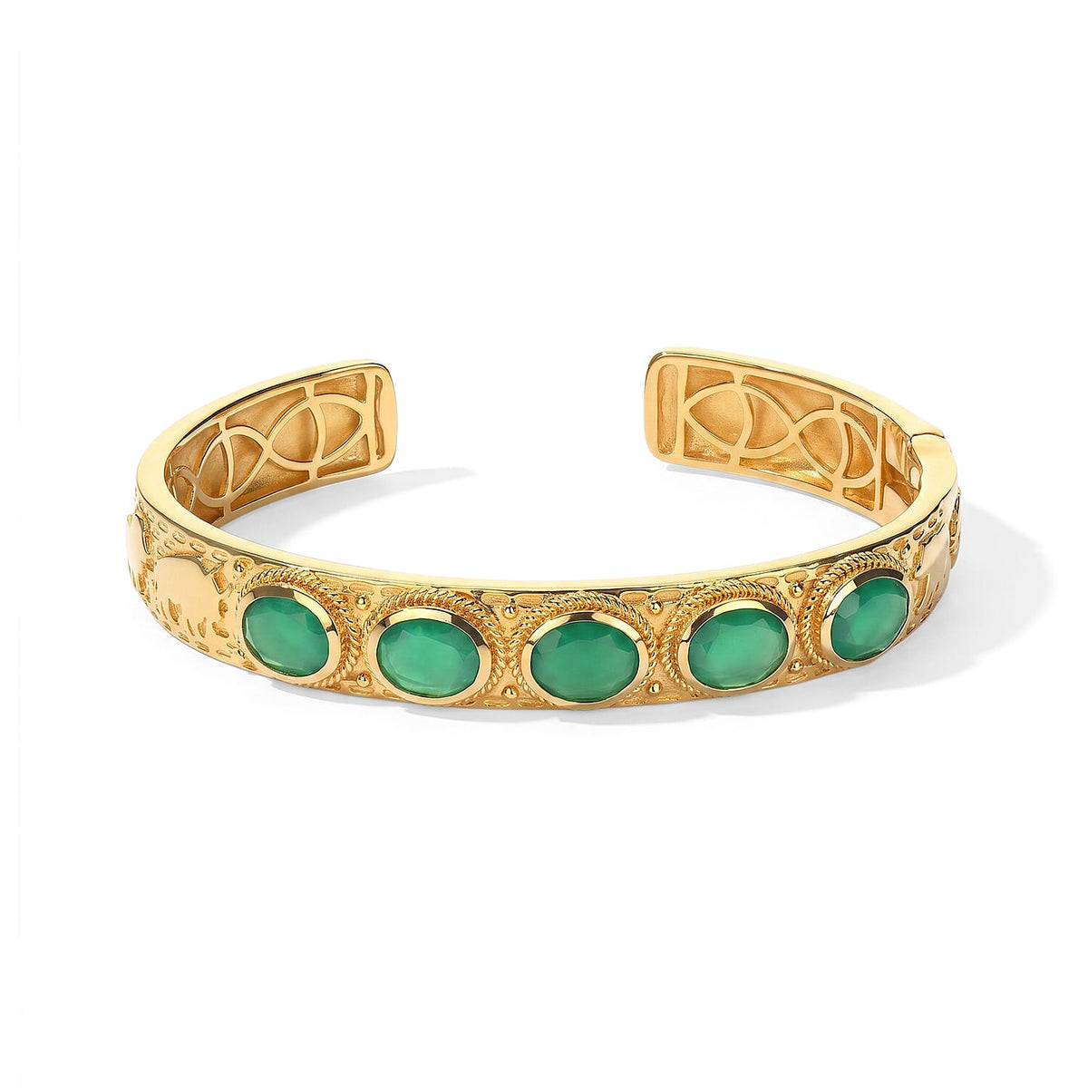 EverTrue Green Onyx 8.50 ctw Cuff Bangle in 18K YG Plated (7.25 In)