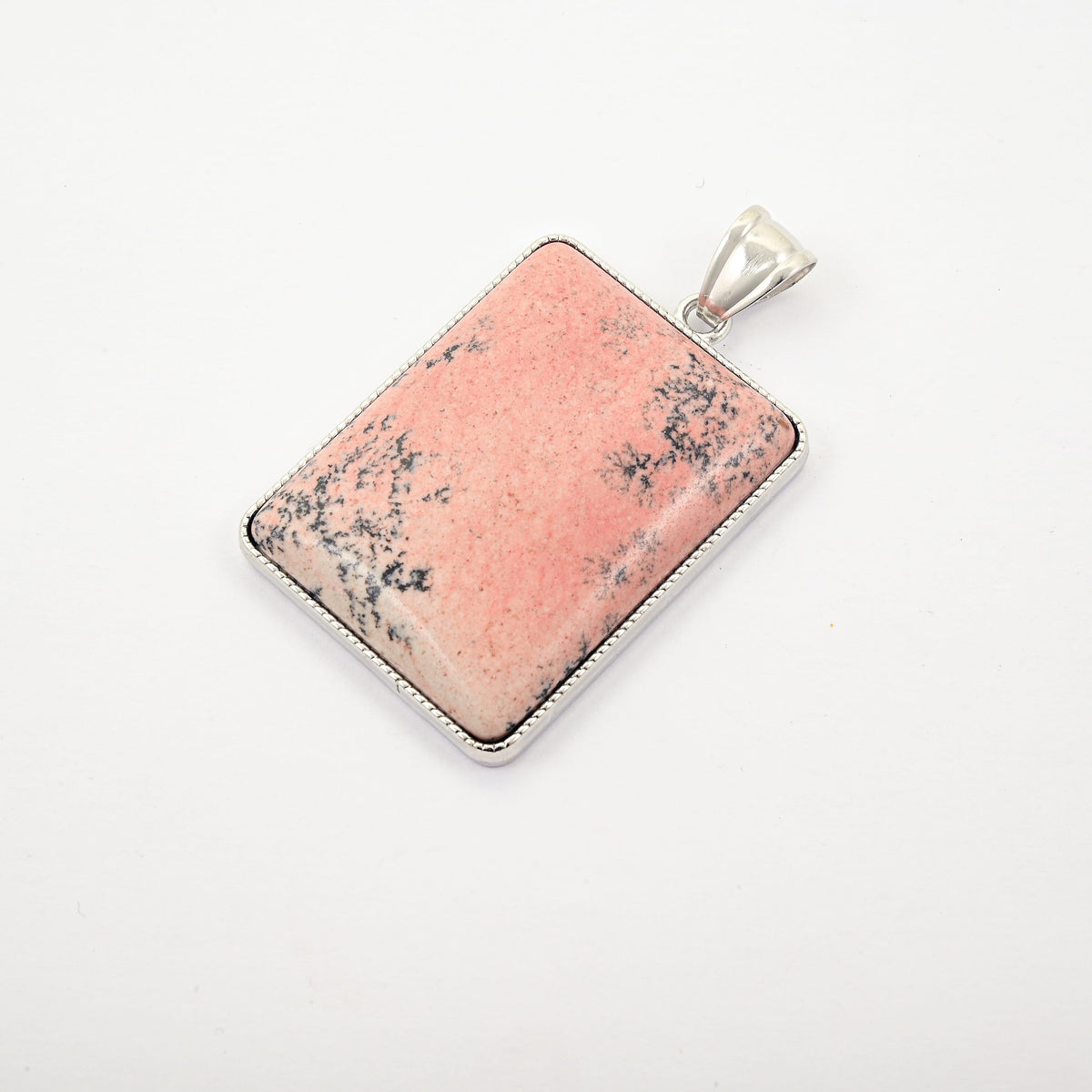 Rectangle Fire Matrix Jasper 75.00 ctw Pendant in Silvertone