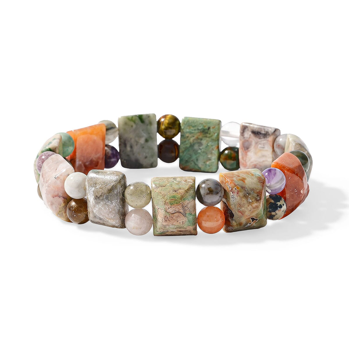Multi Gemstone 140.00 ctw Tanker Stretch Bracelet