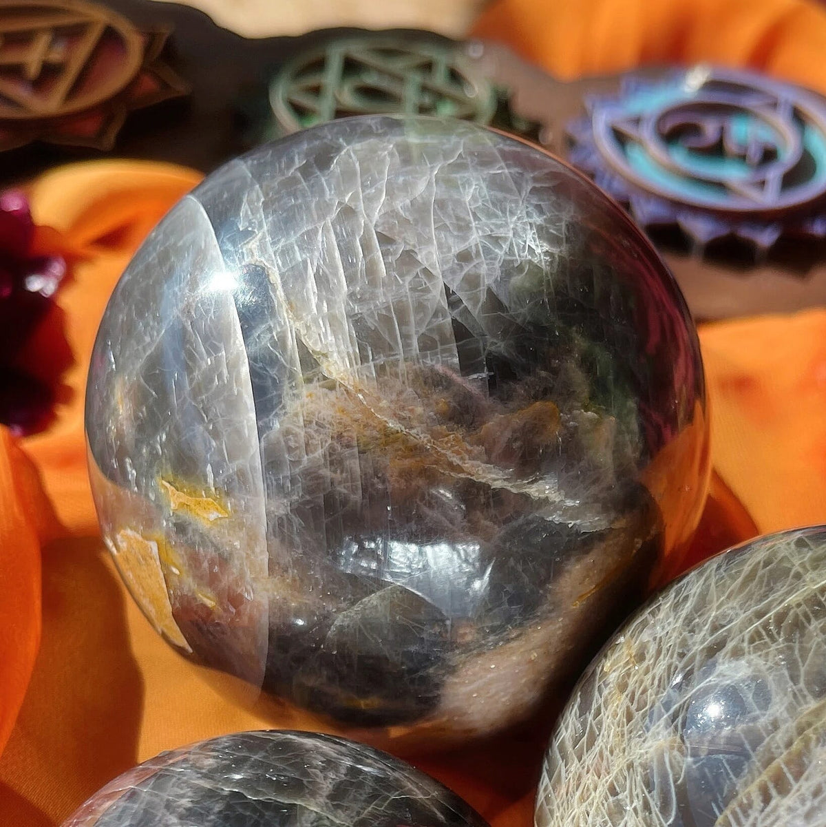 Black Moonstone Sphere 2.5-3" 2135 ctw