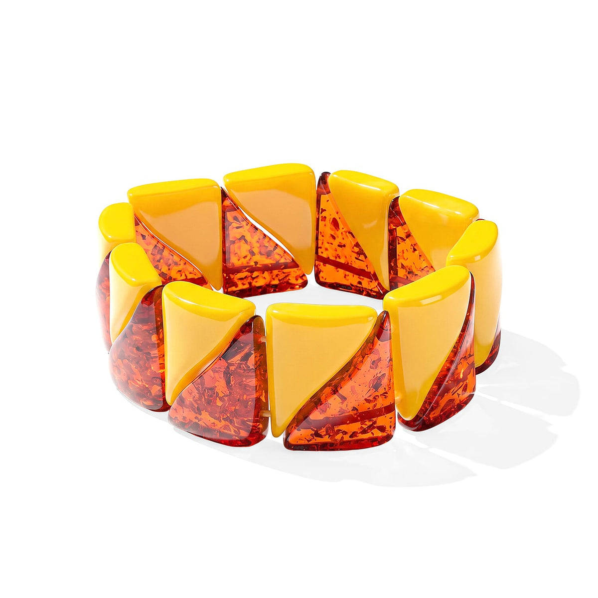 Mix Amber 165.00 ctw Triangle Stretch Bracelet