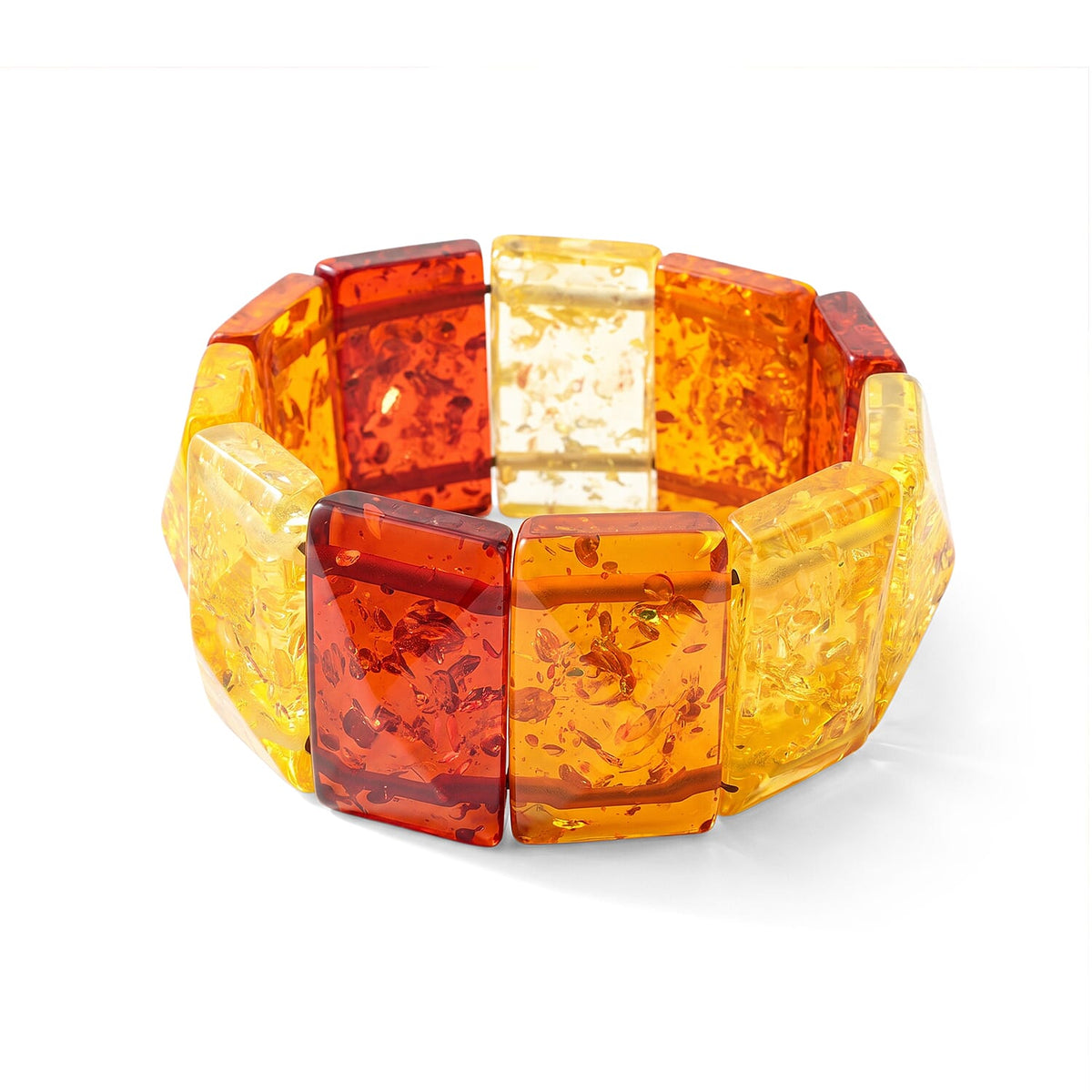 Mix Amber 316.00 ctw Wavy Stretch Bracelet
