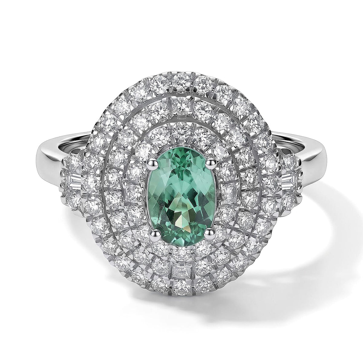 ertified and Appraised Rhapsody 950 Platinum AAAA Paraiba Tourmaline, Diamond (E-F, VS) (0.74 cts) Ring (Size 10.0) (6.25 g) 1.50 ctw