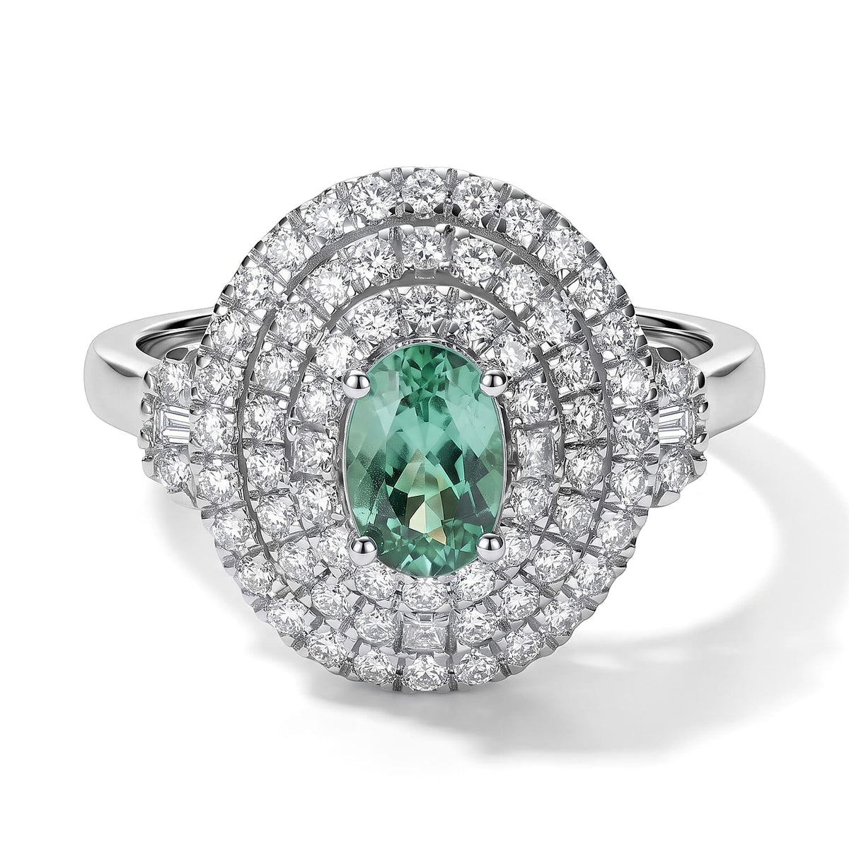 ertified and Appraised Rhapsody 950 Platinum AAAA Paraiba Tourmaline, Diamond (E-F, VS) (0.74 cts) Ring (Size 10.0) (6.25 g) 1.50 ctw