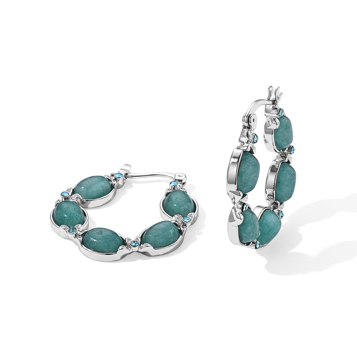 TLV Austrian Blue Crystal, Lapis Lazuli Earrings in Silvertone 15.00 ctw