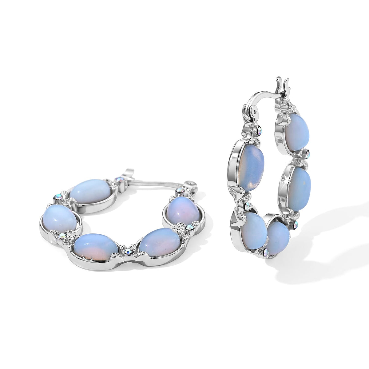 TLV Austrian Blue Crystal, Lapis Lazuli Earrings in Silvertone 15.00 ctw