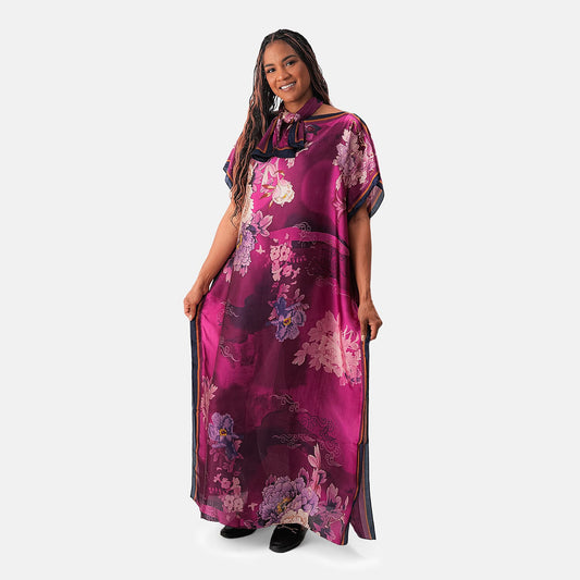 La Marey Black Long Kaftan with Scarf Set - One Size Fits Most