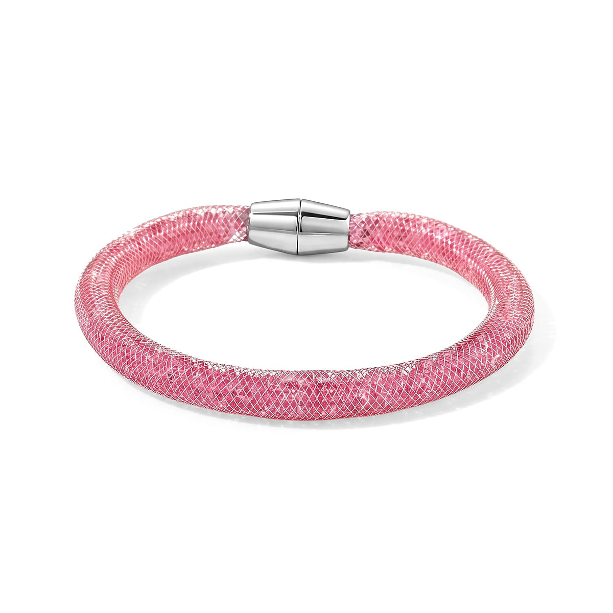 Pink Austrian Crystal Bracelet in Rosetone (7.5In)
