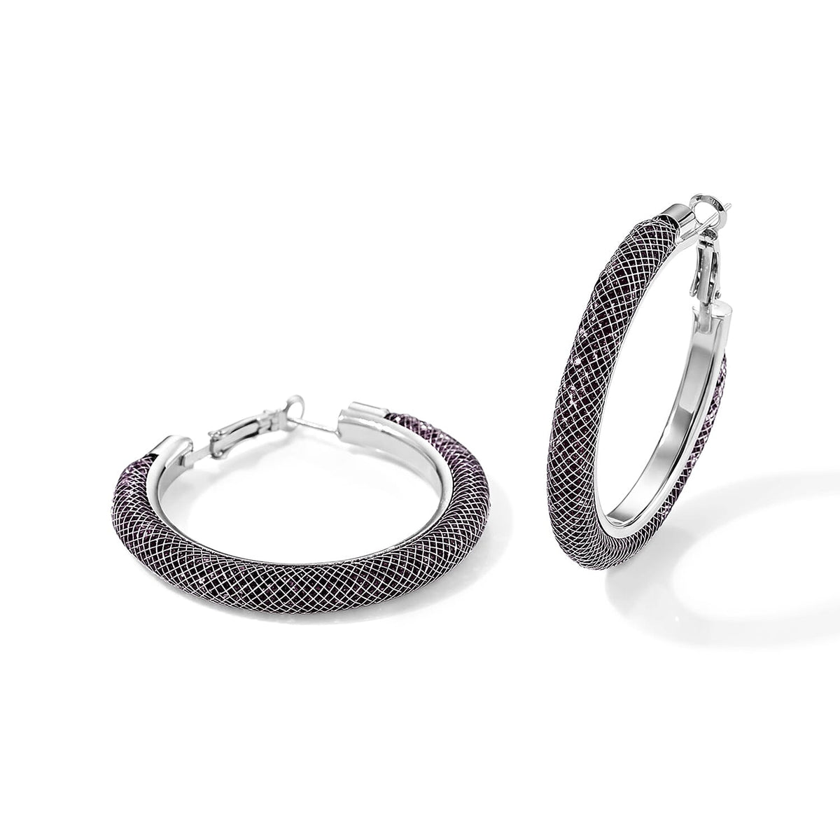 Pink Austrian Crystal Hoop Earrings in Rosetone