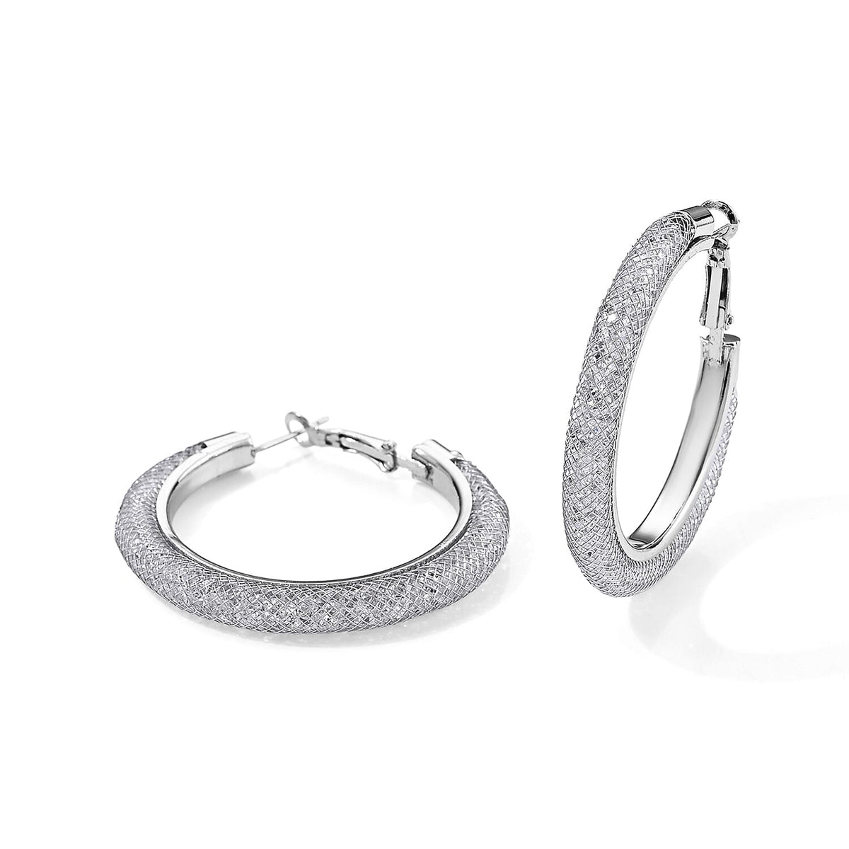 Pink Austrian Crystal Hoop Earrings in Rosetone