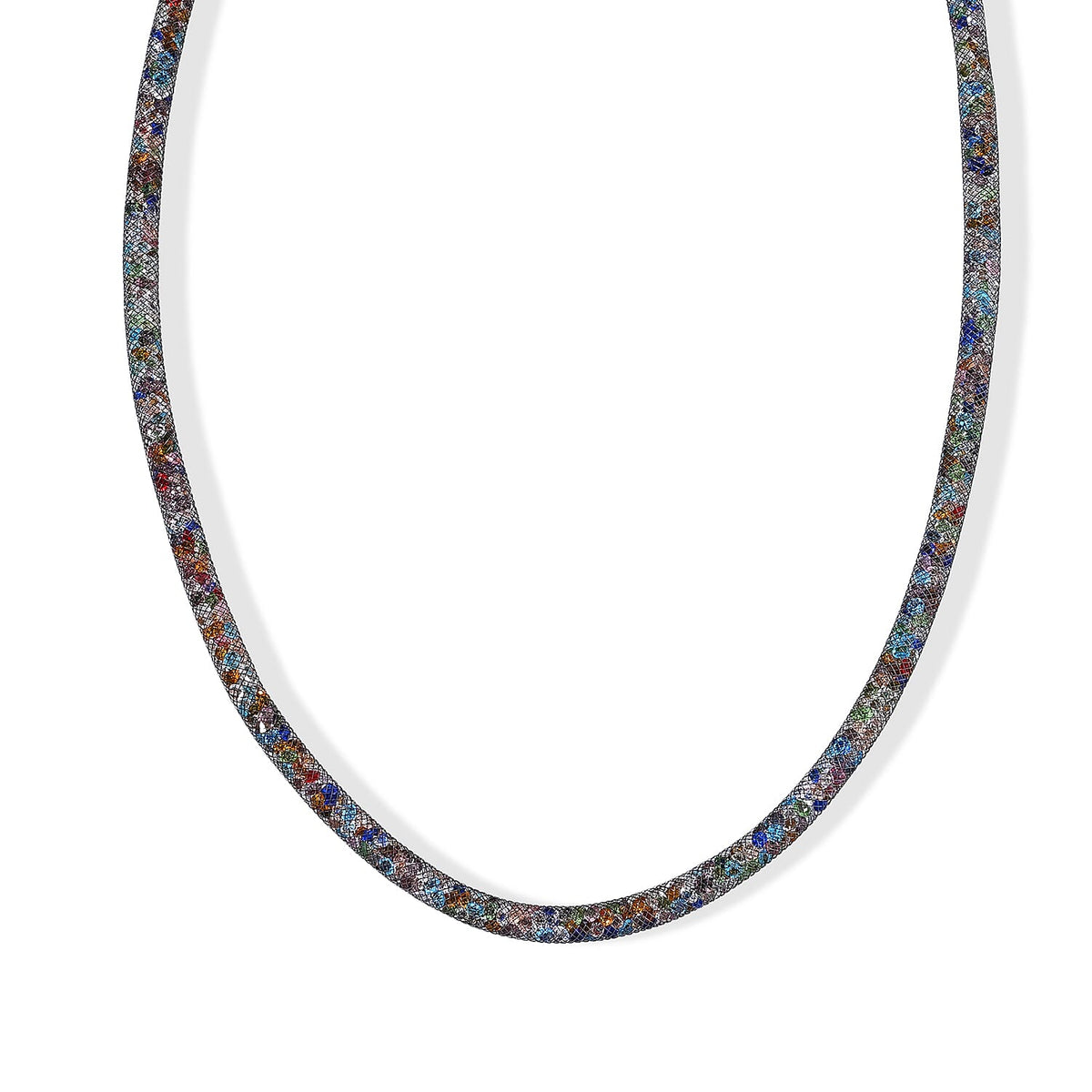 Pink Austrian Crystal Necklace in Rosetone 20-21 Inches