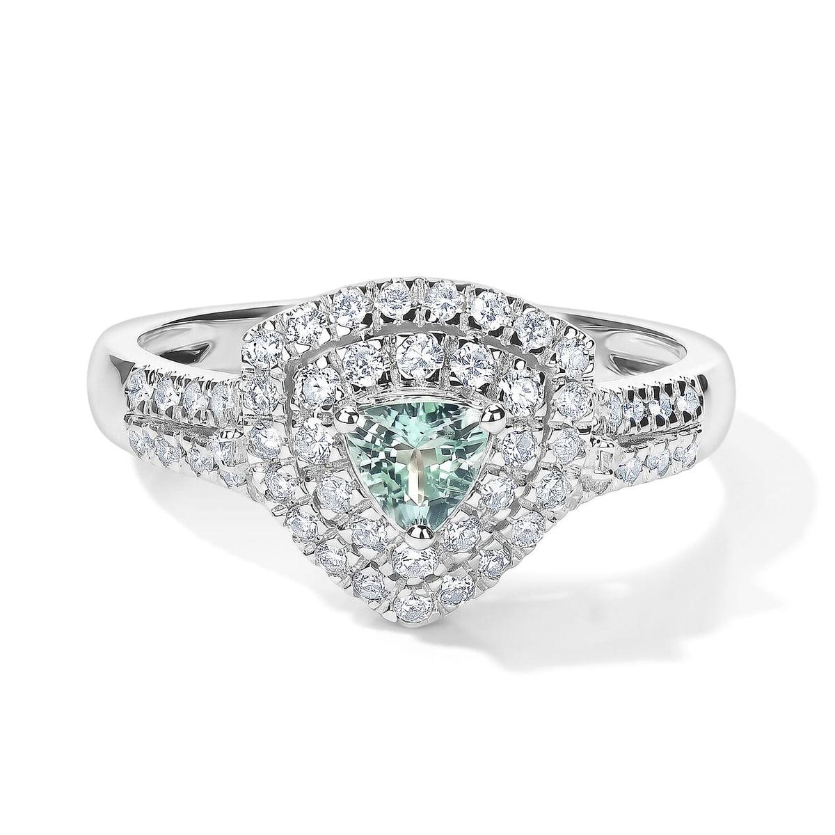Certified and Appraised Luxoro 10K White Gold AAA Paraiba Tourmaline, Diamond (I2) (0.55 cts) Ring (Size 10.0) 1.00 ctw