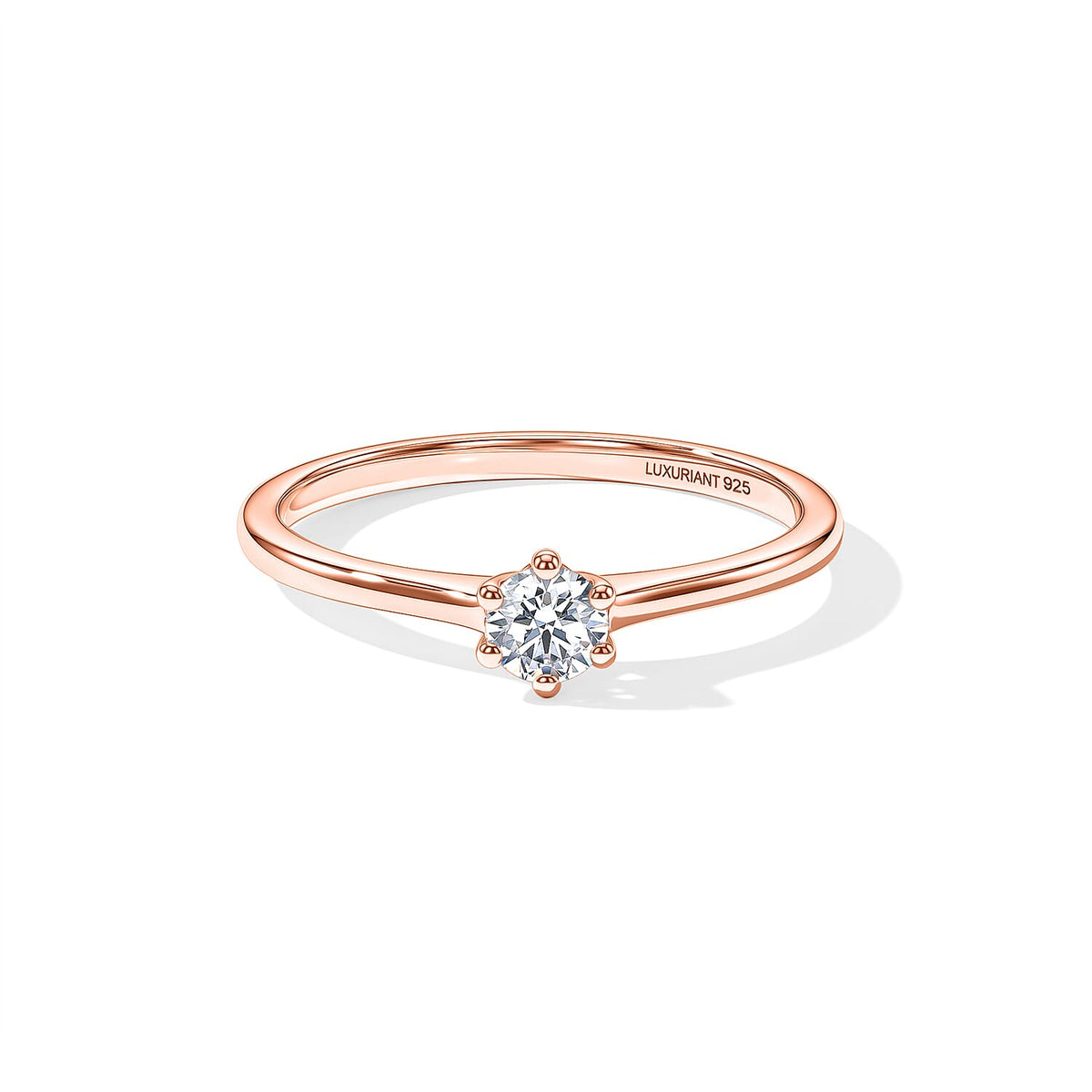 Luxuriant Lab Grown Diamond Solitaire Ring (E-F VS ) in 18K Vermeil Rose Gold Over Sterling Silver (Size 10.0) 0.25 ctw