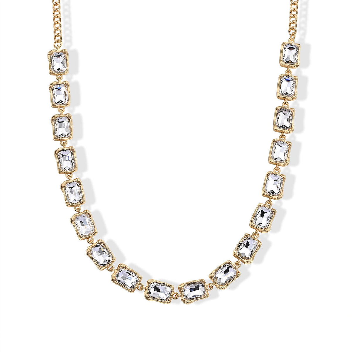 White Glass Necklace in Silvetone 20-22 Inches