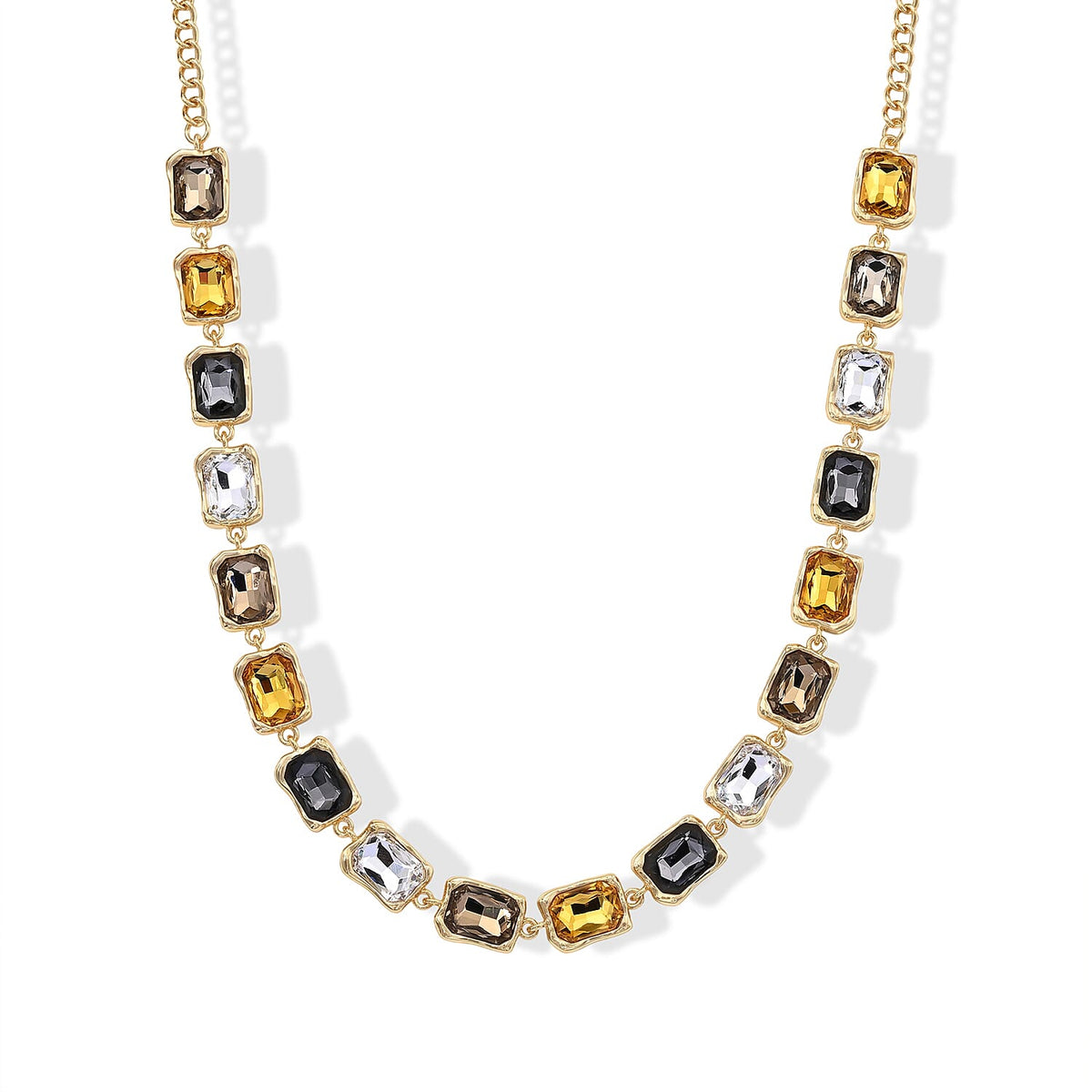 White Glass Necklace in Silvetone 20-22 Inches