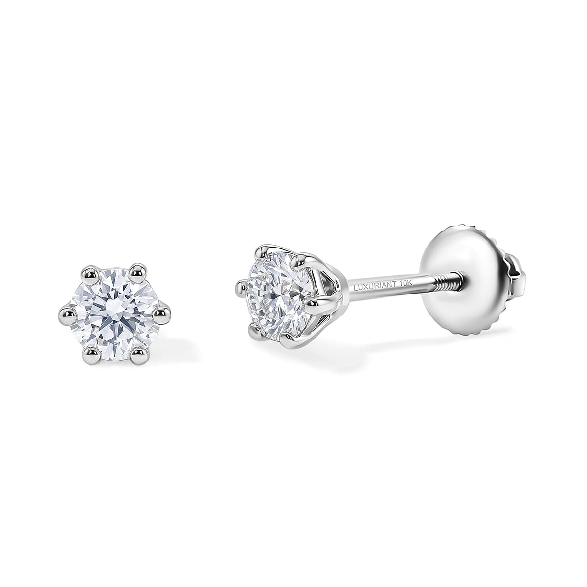 Luxuriant Lab Grown Diamond E-F VS Solitaire Stud Earrings in 18K Vermeil Rose Gold Over Sterling Silver 0.25 ctw