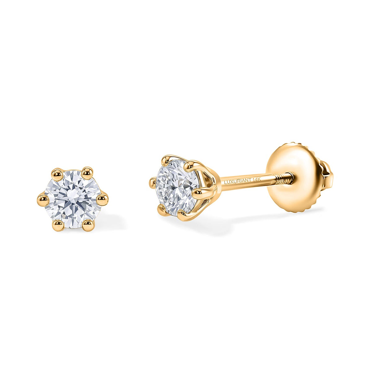 Luxuriant Lab Grown Diamond E-F VS Solitaire Stud Earrings in 18K Vermeil Rose Gold Over Sterling Silver 0.25 ctw