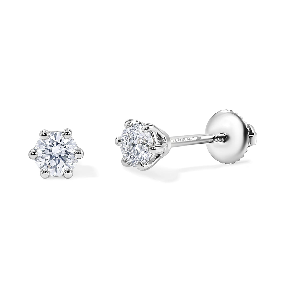 Luxuriant Lab Grown Diamond E-F VS Solitaire Stud Earrings in 18K Vermeil Rose Gold Over Sterling Silver 0.25 ctw