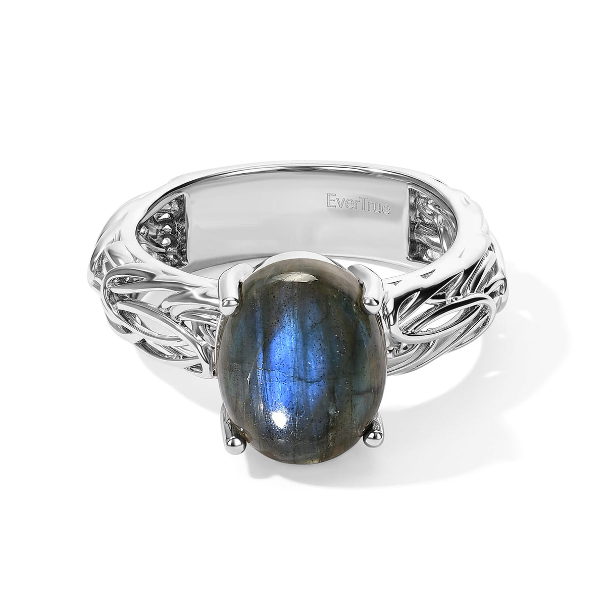 EverTrue AAA Malagasy Labradorite Solitaire Ring in Platinum Bond (Size 10.0) (Ships in 10-12 Days) 4.65 ctw