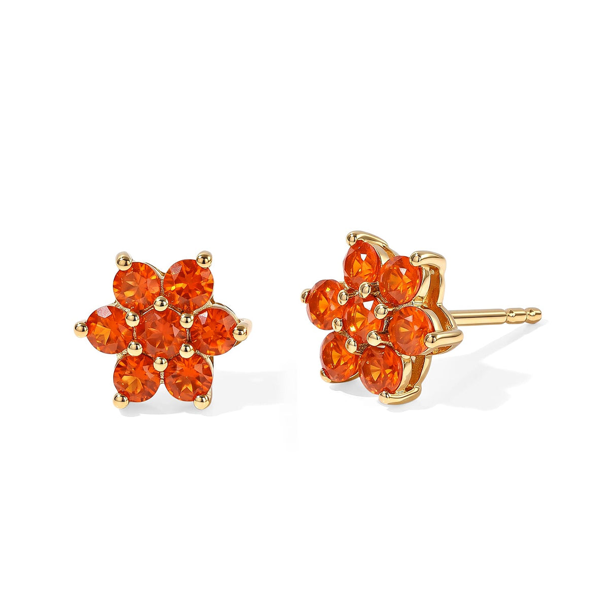 D''Joy AAA Crimson Fire Opal Cluster Earrings in 18K Vermeil YG Over Sterling Silver 0.75 ctw