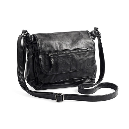 Black, Green and Red Faux Leather Shoulder Bag (10"x7.5"x4.5")