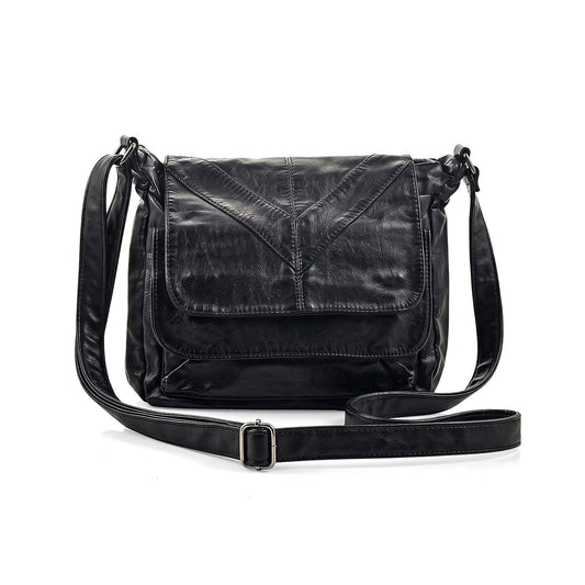 Black, Green & Red Stripe Faux Leather Shoulder Bag (10"x7.5"x4.5")