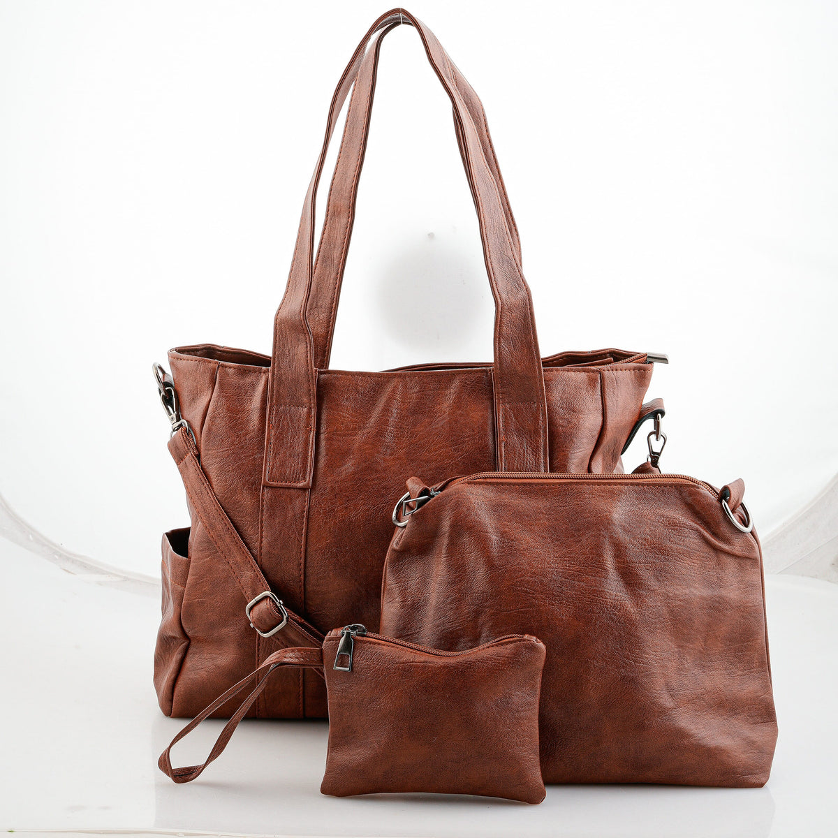 Black Faux Leather Shoulder Bag