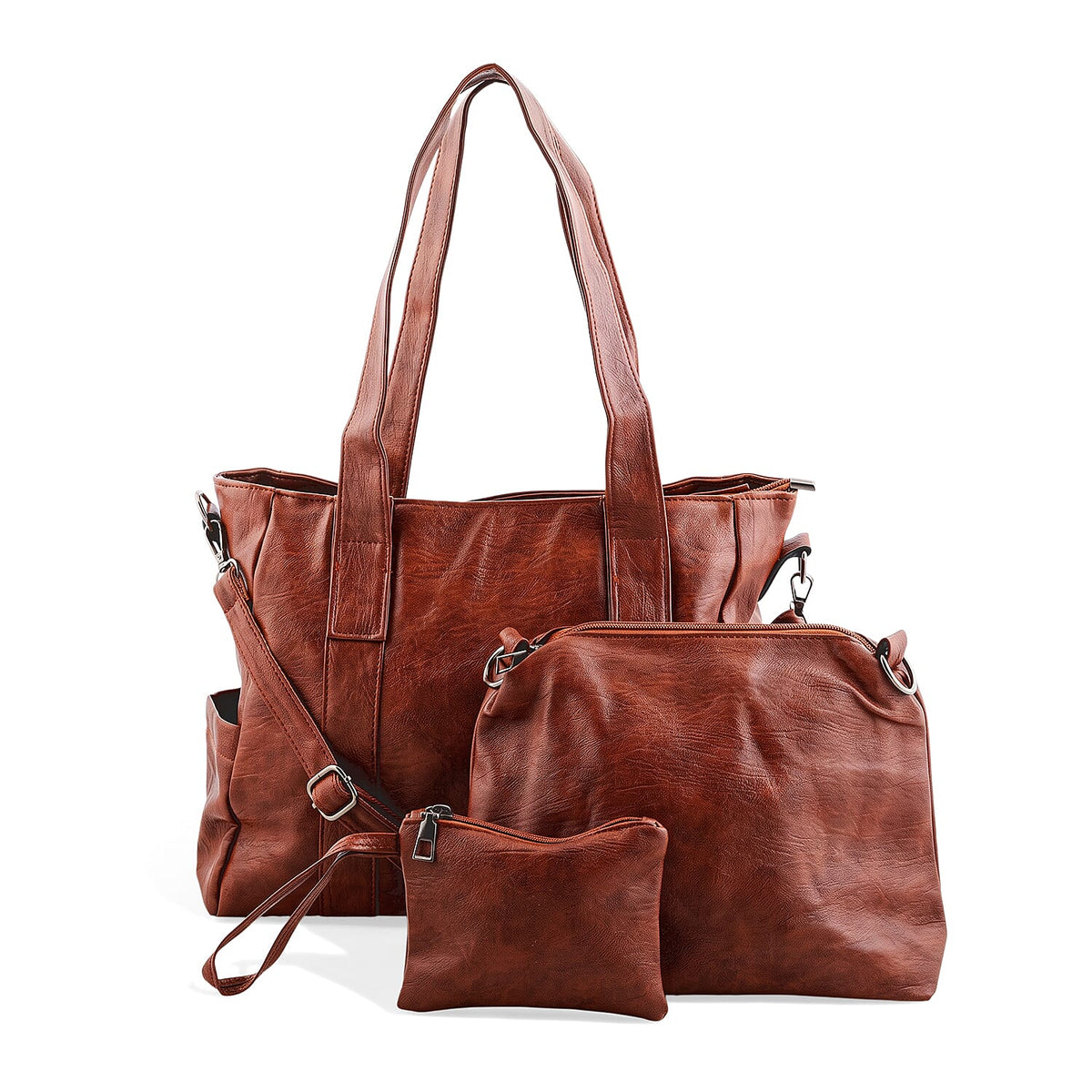 Black Faux Leather Shoulder Bag