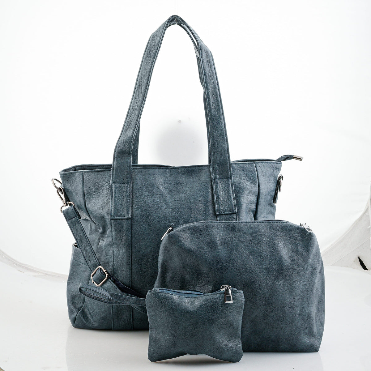 Black Faux Leather Shoulder Bag